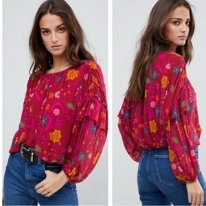 NWT FREE PEOPLE WILDFLOWER HONEY FLORAL LONG SLEEVE TOP Cottagecore RomanticBoho